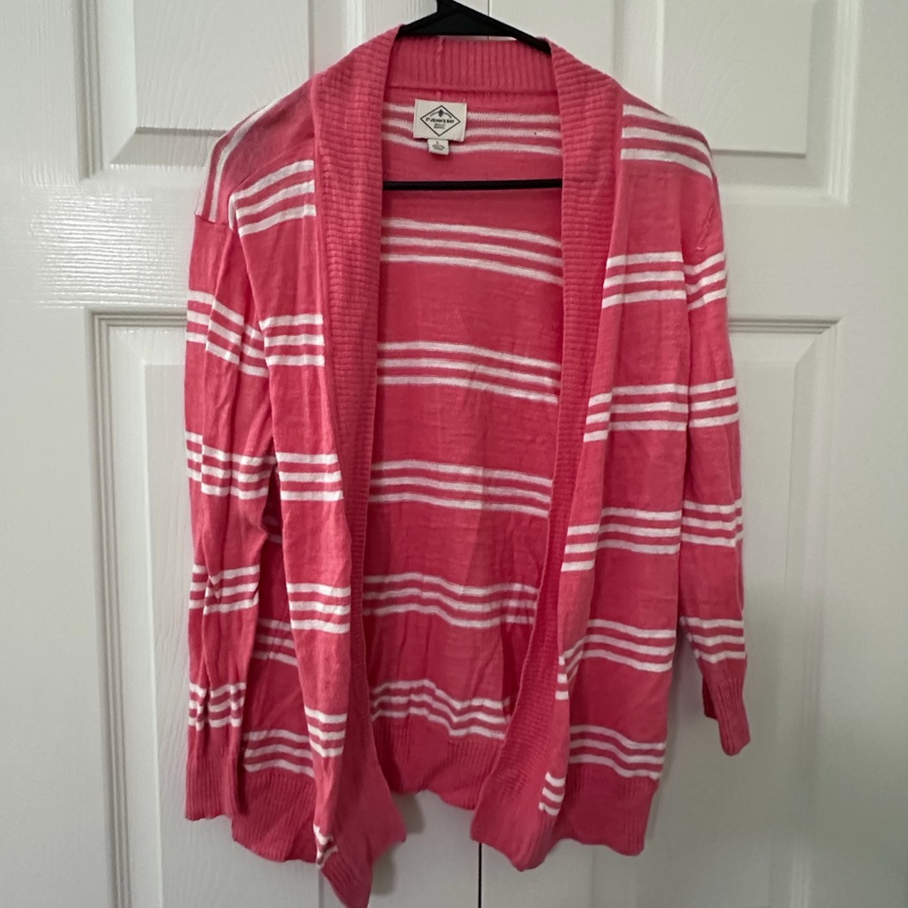 St. John's Bay Vibrant Pink and White Cardigan